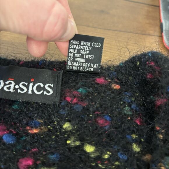 VTG 90s Stefano Basics Mohair Blend Sweater Vest Black Confetti Speckled 22-24 - Picture 6 of 7